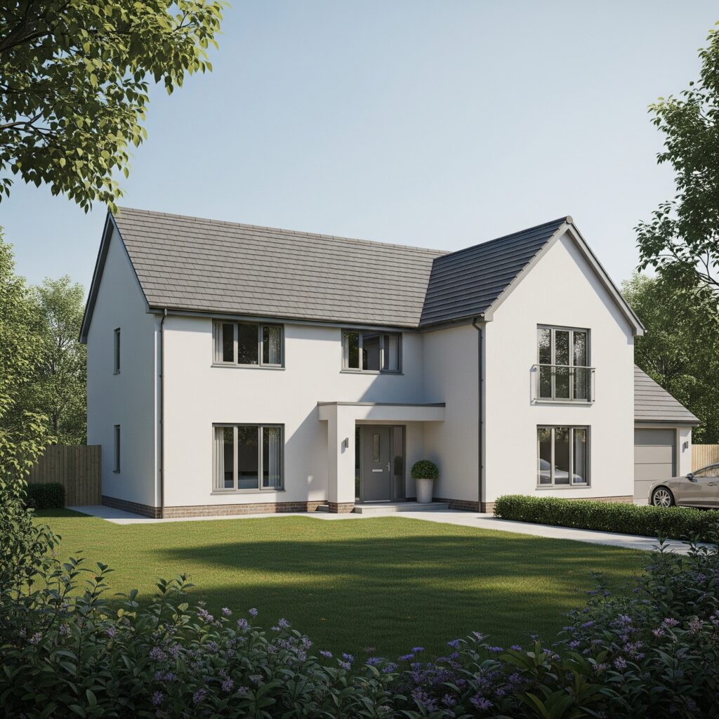 Rendered Walls House with cleaned walls from moss and algae - Optimum Soft Wash